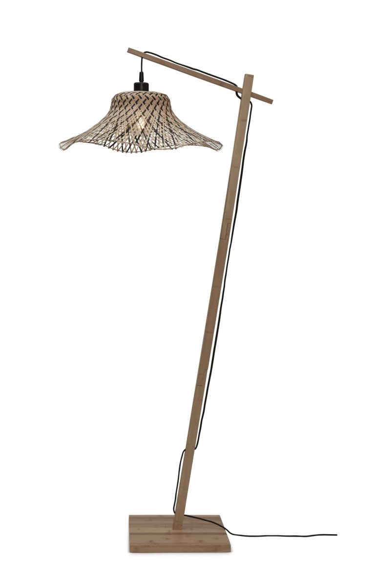 GOOD&MOJO Vloerlamp 'Ibiza' Bamboe, 150cm, kleur Naturel/Zwart