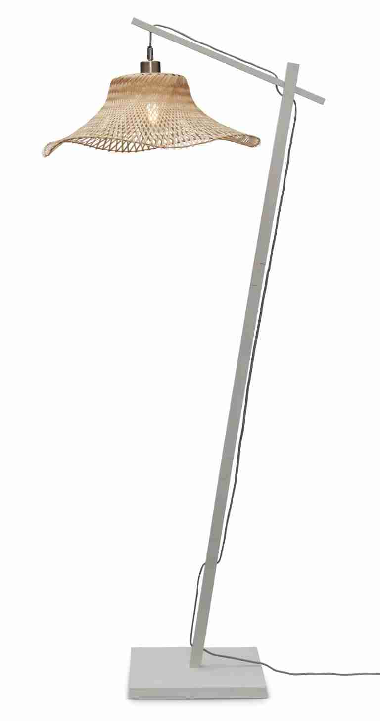 GOOD&MOJO Vloerlamp 'Ibiza' Bamboe, 150cm, kleur Wit/Naturel
