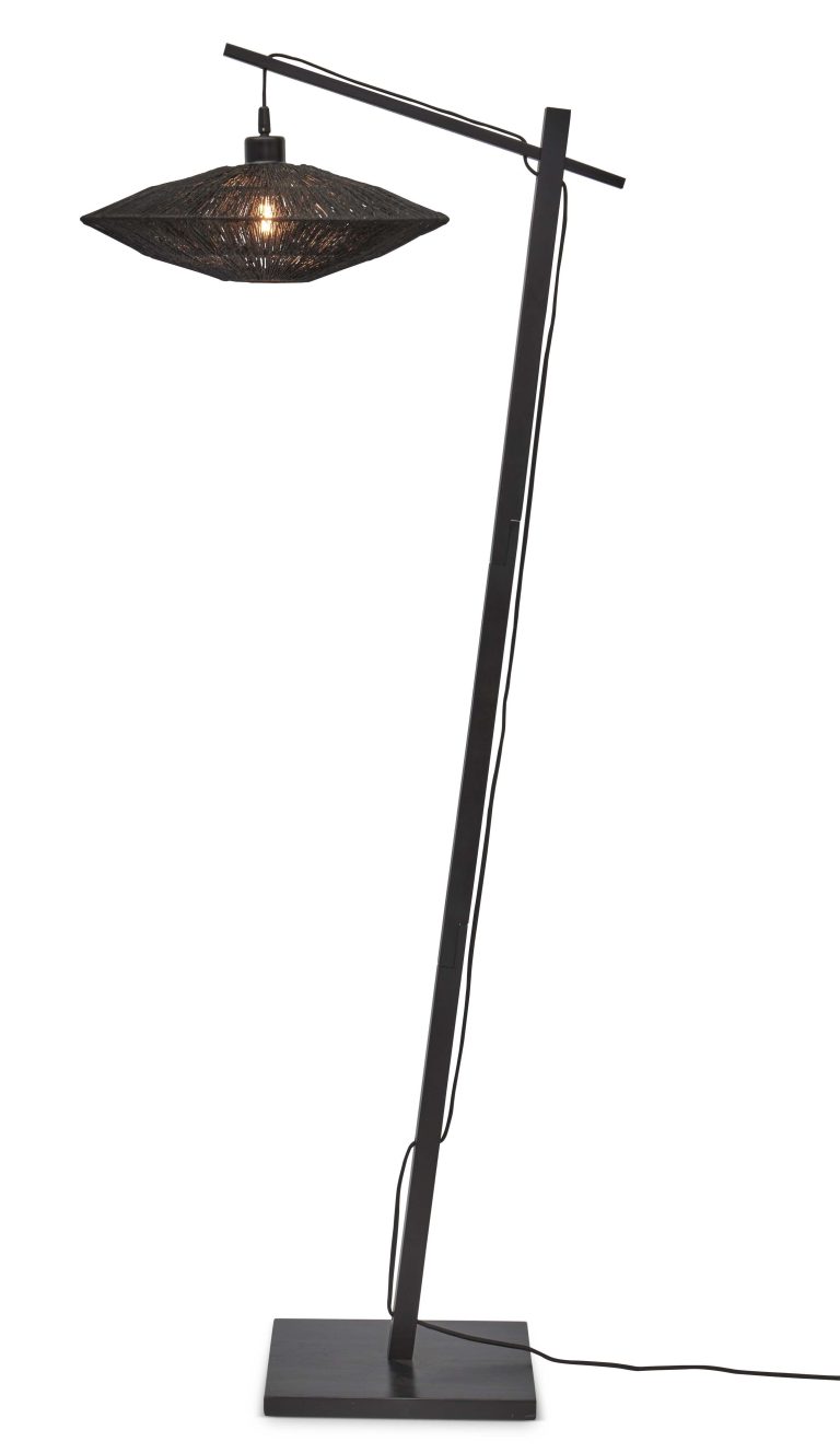 GOOD&MOJO Vloerlamp 'Iguazu' Bamboe en jute, 150cm, kleur Zwart