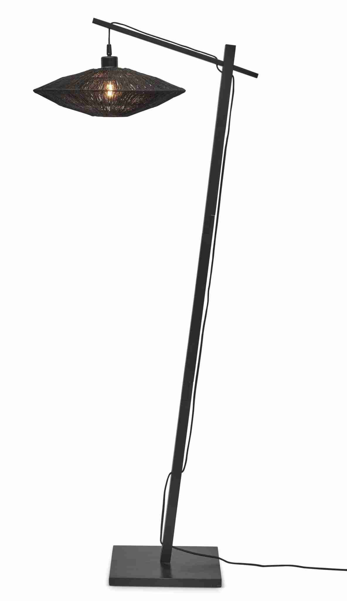 GOOD&MOJO Vloerlamp 'Iguazu' Bamboe en jute, 150cm, kleur Zwart
