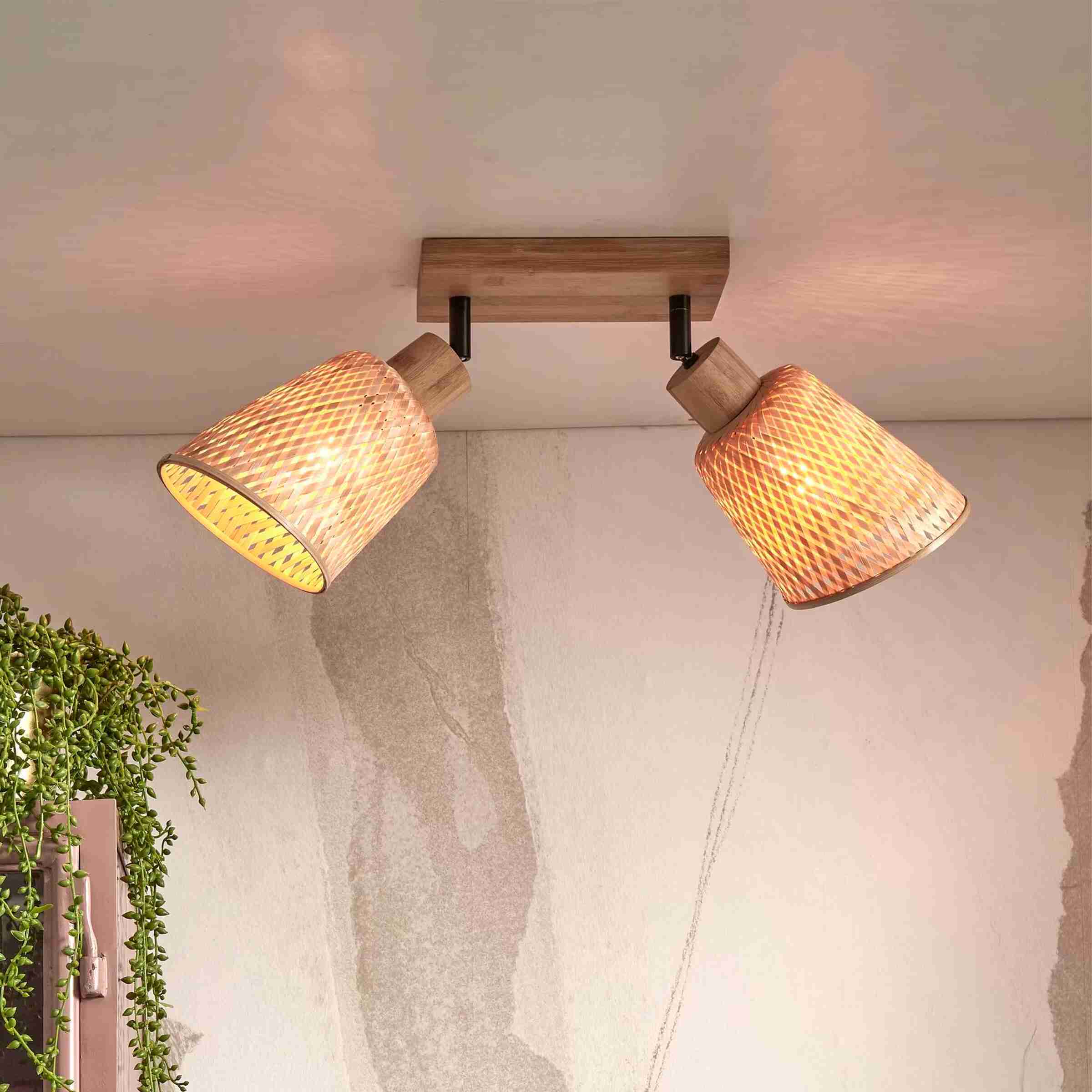 GOOD&MOJO Plafondlamp 'Java' 2-lamps, Bamboe, kleur Naturel