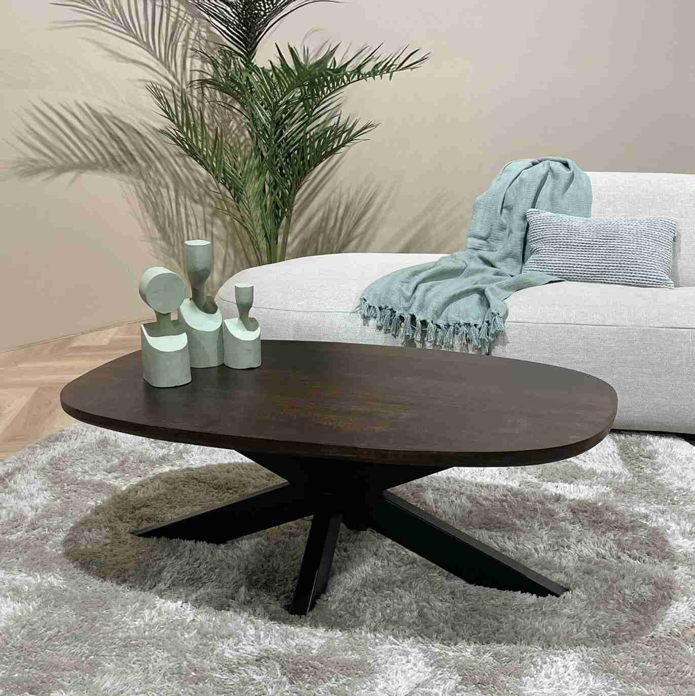 Livingfurn Deens ovale Salontafel 'Jesper' 120 x 75cm, kleur Donkerbruin