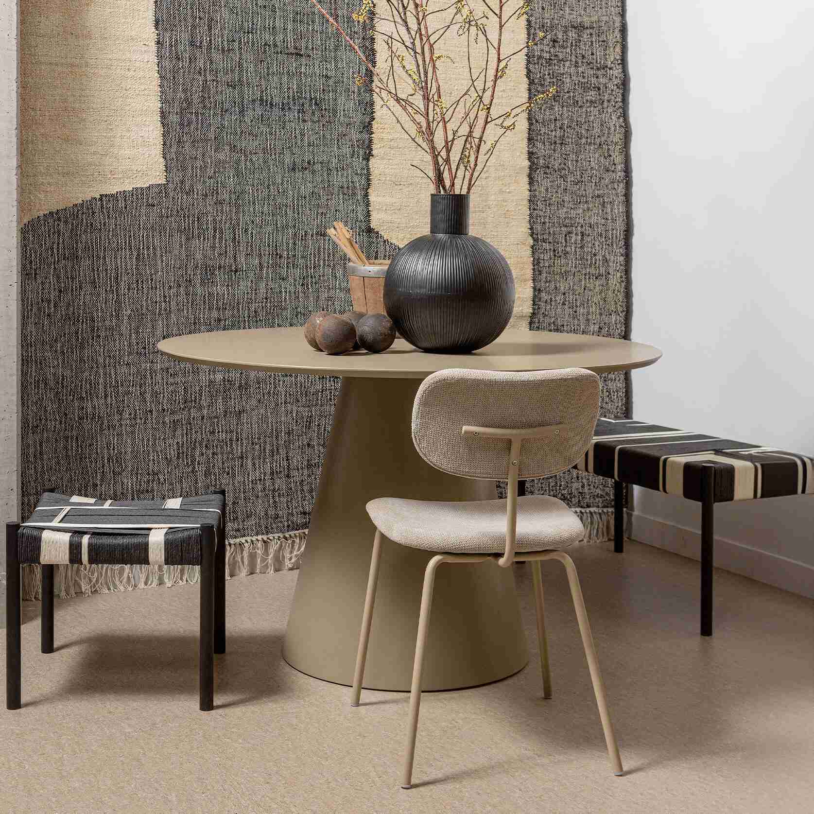 WOOOD Ronde Eettafel 'Jorre' 120cm, kleur Military Brown