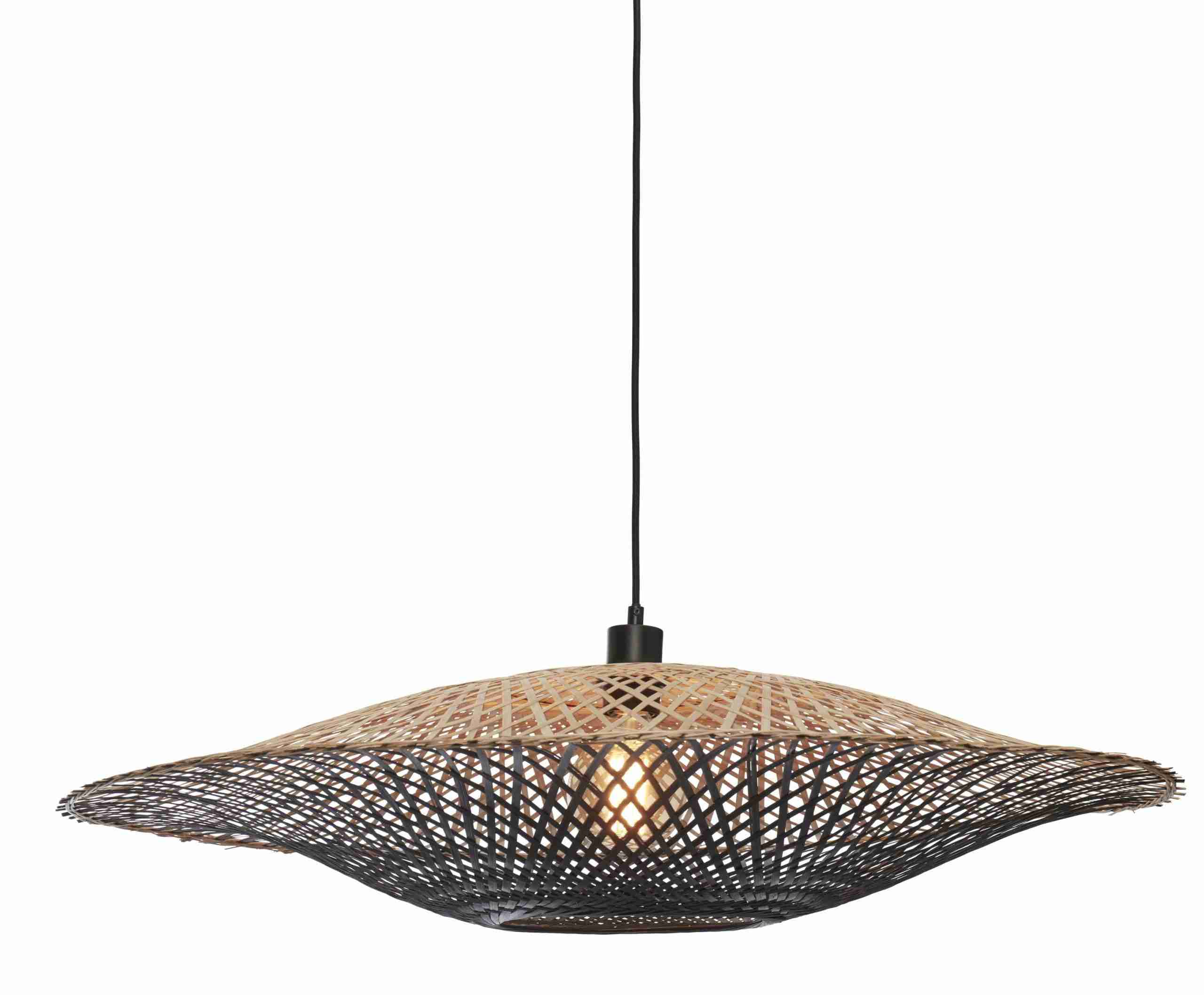 GOOD&MOJO Hanglamp 'Kalimantan' Bamboe, 87cm, kleur Zwart/Naturel