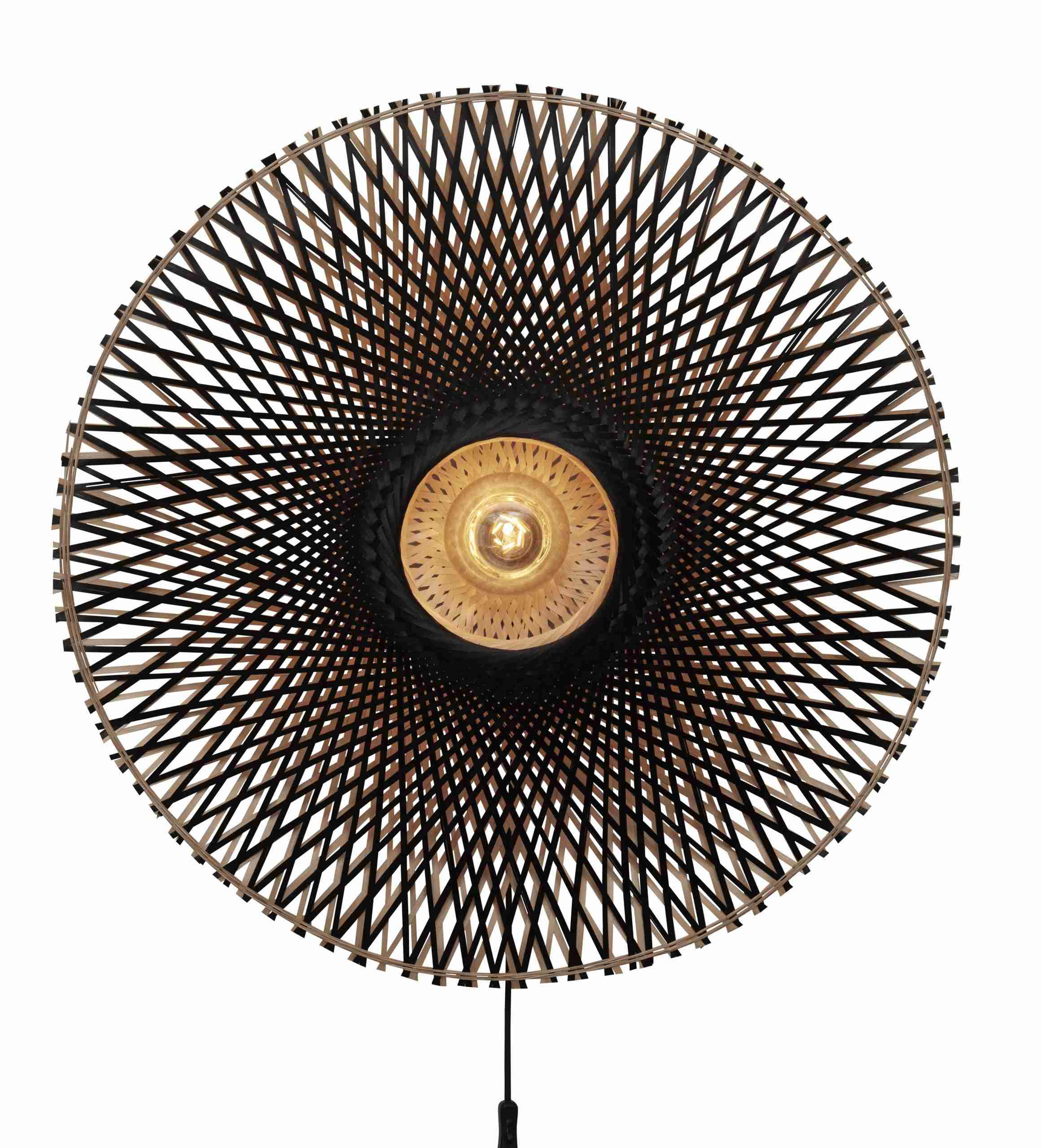 GOOD&MOJO Wandlamp 'Kalimantan' Bamboe, 87cm, kleur Zwart/Naturel
