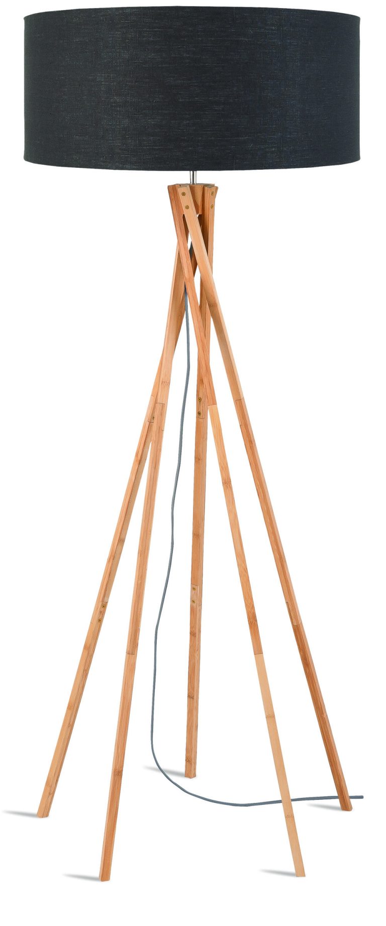 Good&Mojo Vloerlamp 'Kilimanjaro' Bamboe en Eco linnen, kleur Donkergrijs