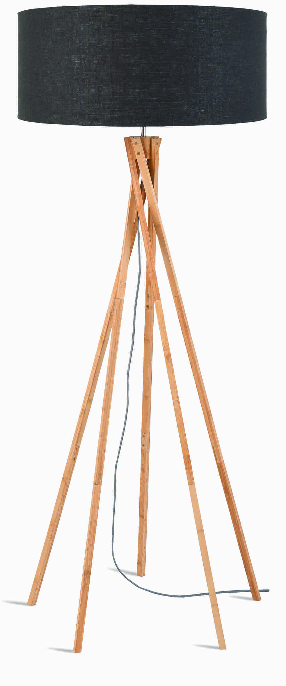 Good&Mojo Vloerlamp 'Kilimanjaro' Bamboe en Eco linnen, kleur Donkergrijs
