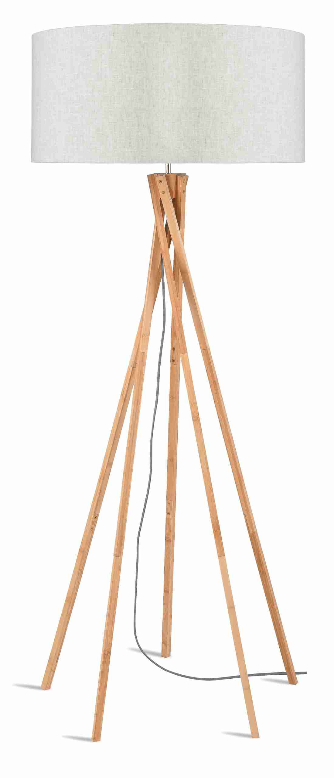 Good&Mojo Vloerlamp 'Kilimanjaro' Bamboe en Eco linnen, kleur Beige