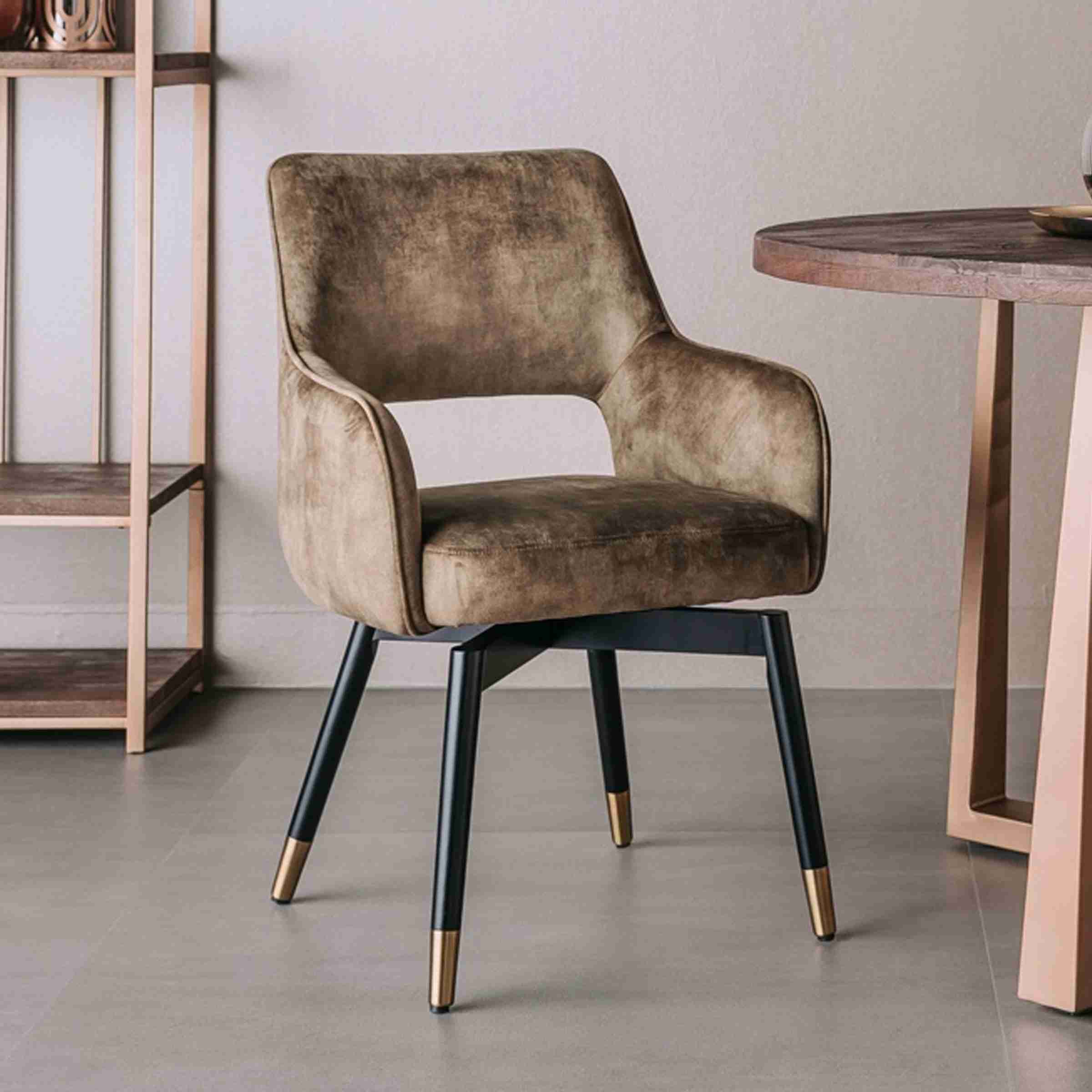 Tower Living Draaibare Eetkamerstoel 'Lenno' Velvet, kleur Groen