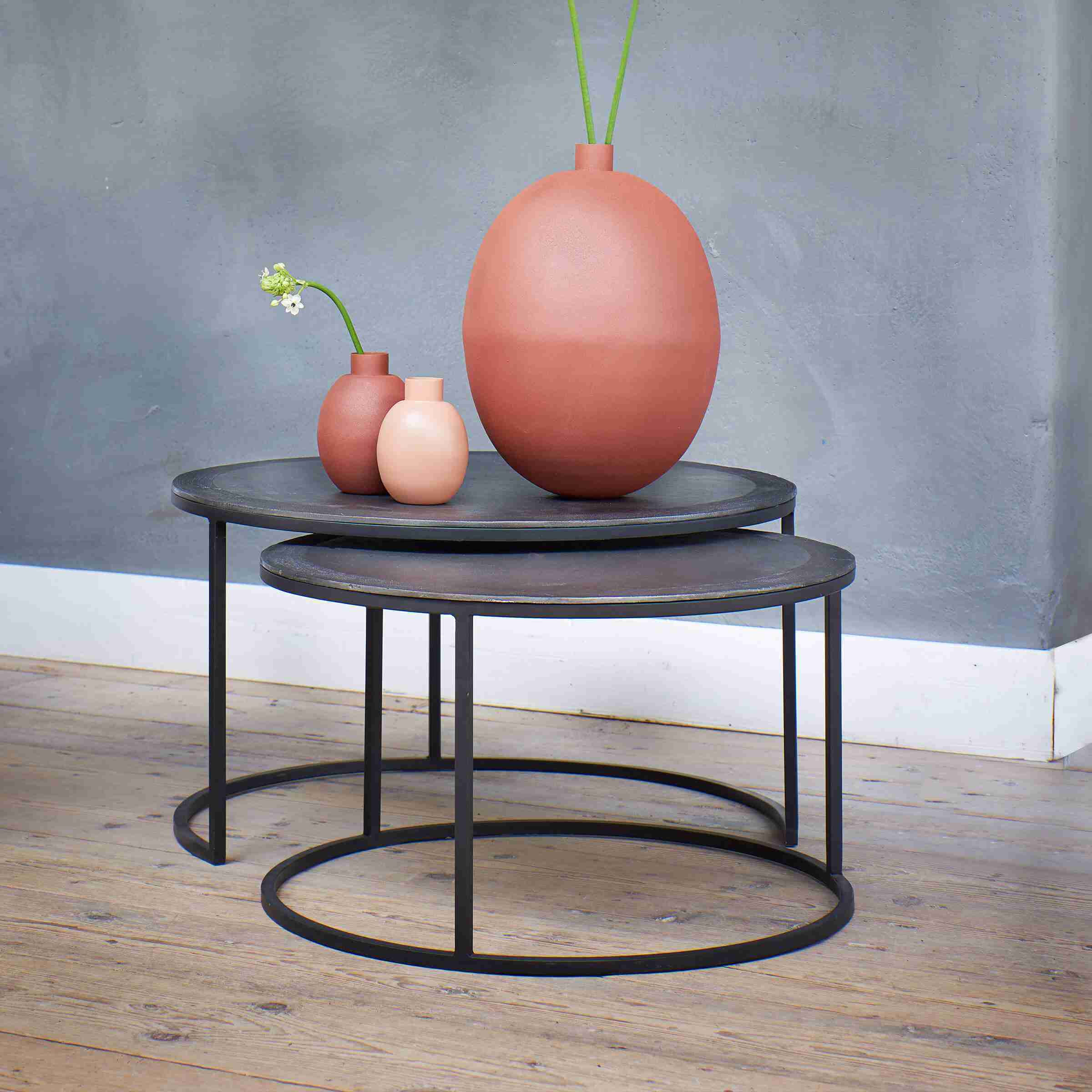 Light & Living Salontafel 'Talca' Set van 2 stuks, 67/75cm, kleur Antiek Koper/Brons