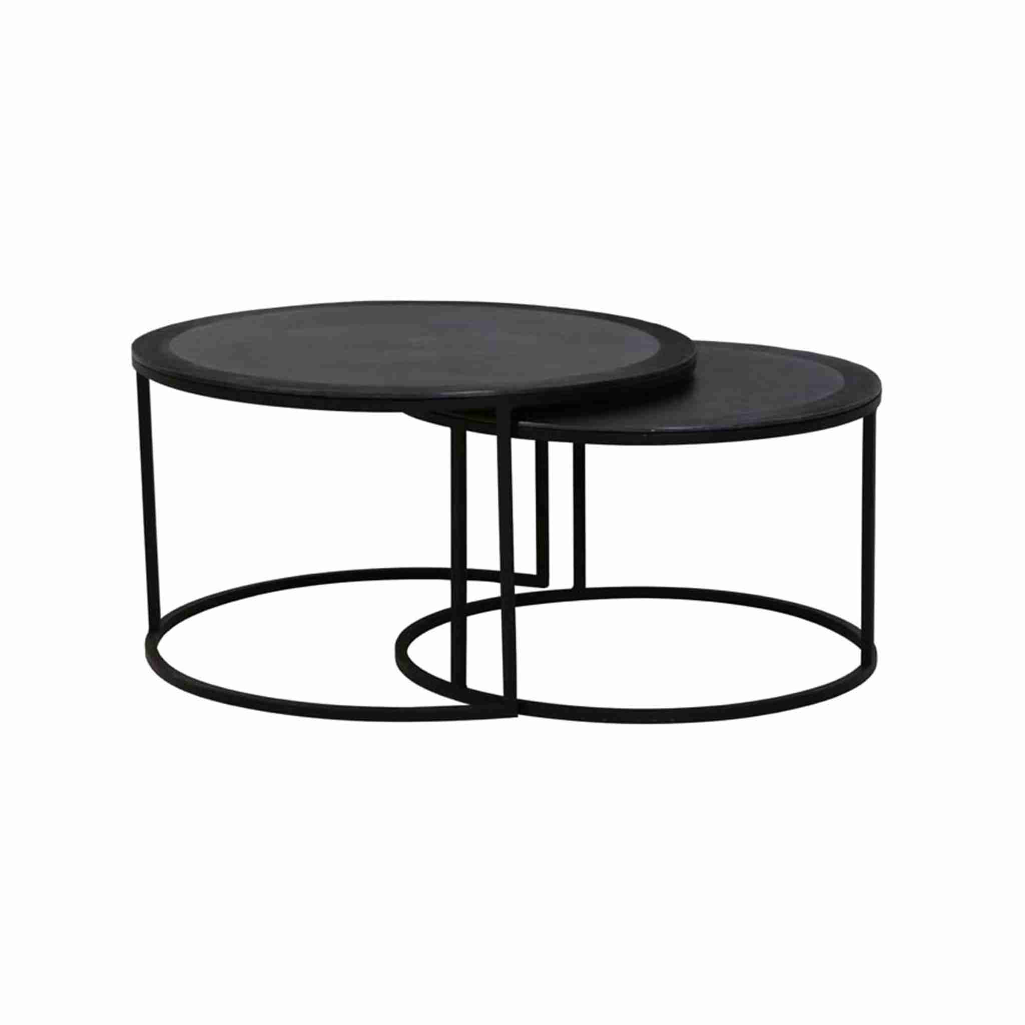 Light & Living Salontafel 'Talca' Set van 2 stuks, 67/75cm, kleur Antiek Lood