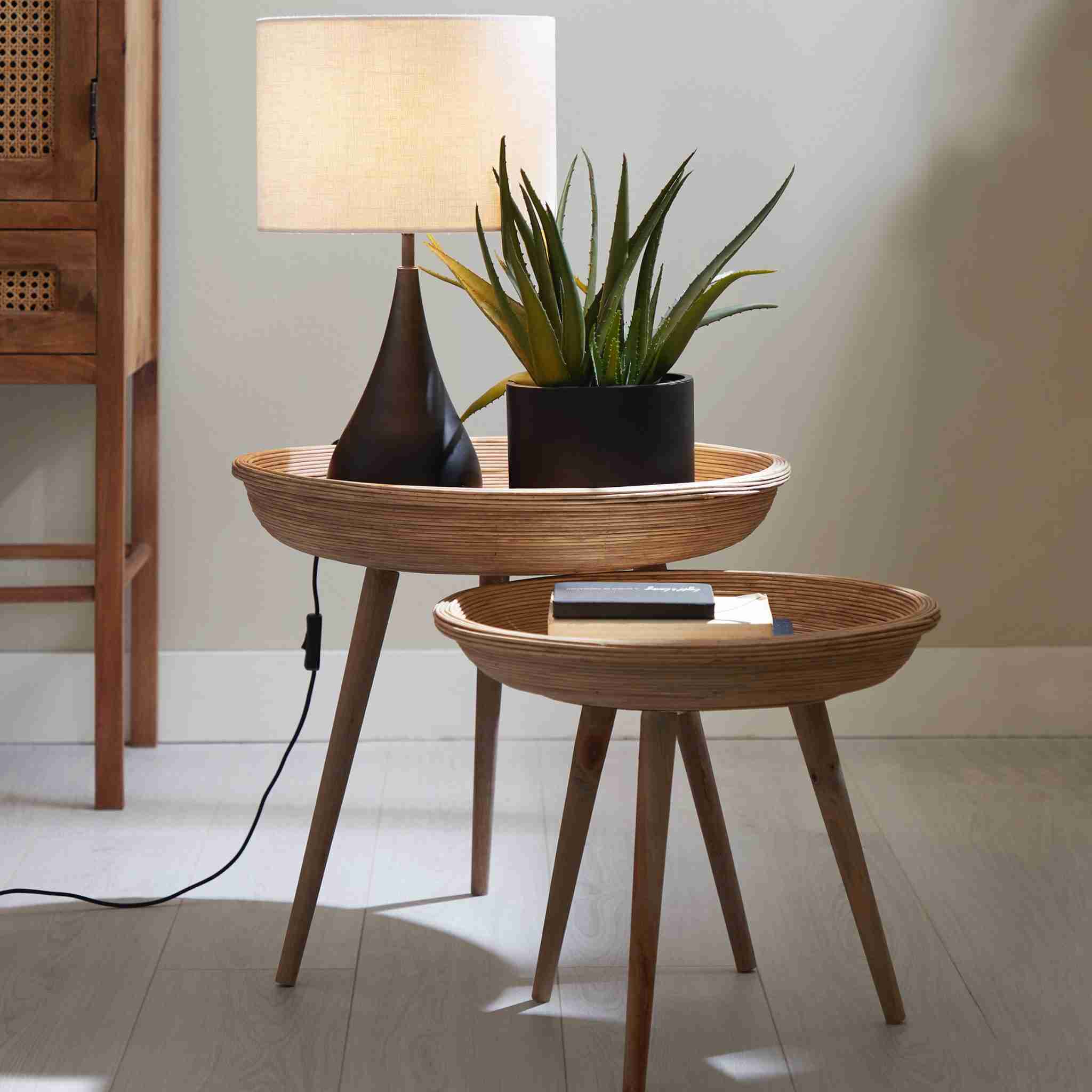 Light & Living Bijzettafel 'Colon' Rotan, Set van 2 stuks, kleur Naturel