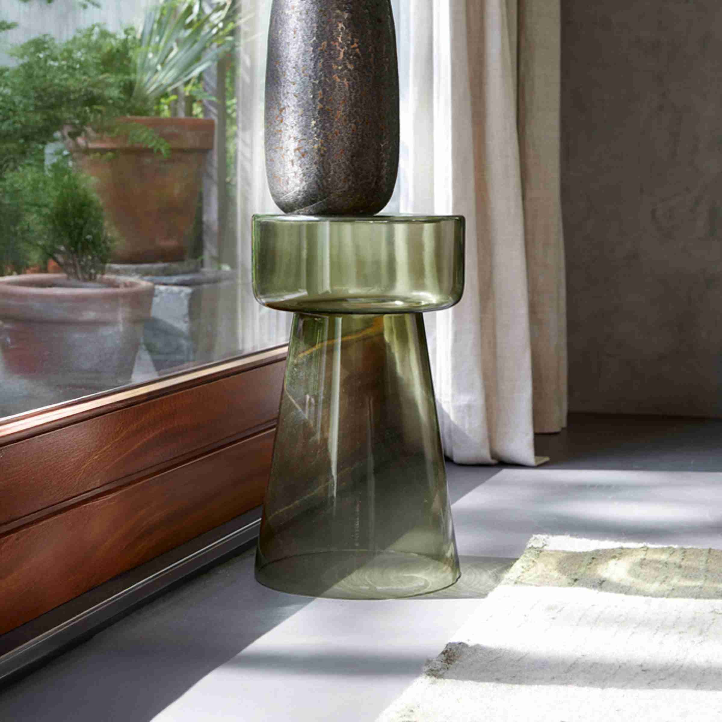 Light & Living Ronde Bijzettafel 'Dakwa' 30cm, kleur Grijs/Groen