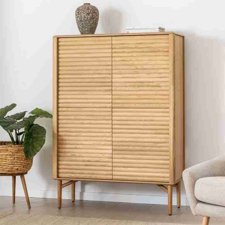 Kave Home Opbergkast 'Lenon' Eikenhout, 144 x 105cm, kleur Naturel