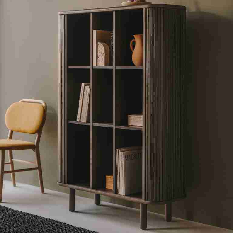 Kave Home Opbergkast 'Mailen' Essenhout, 140 x 110cm, kleur Donkerbruin