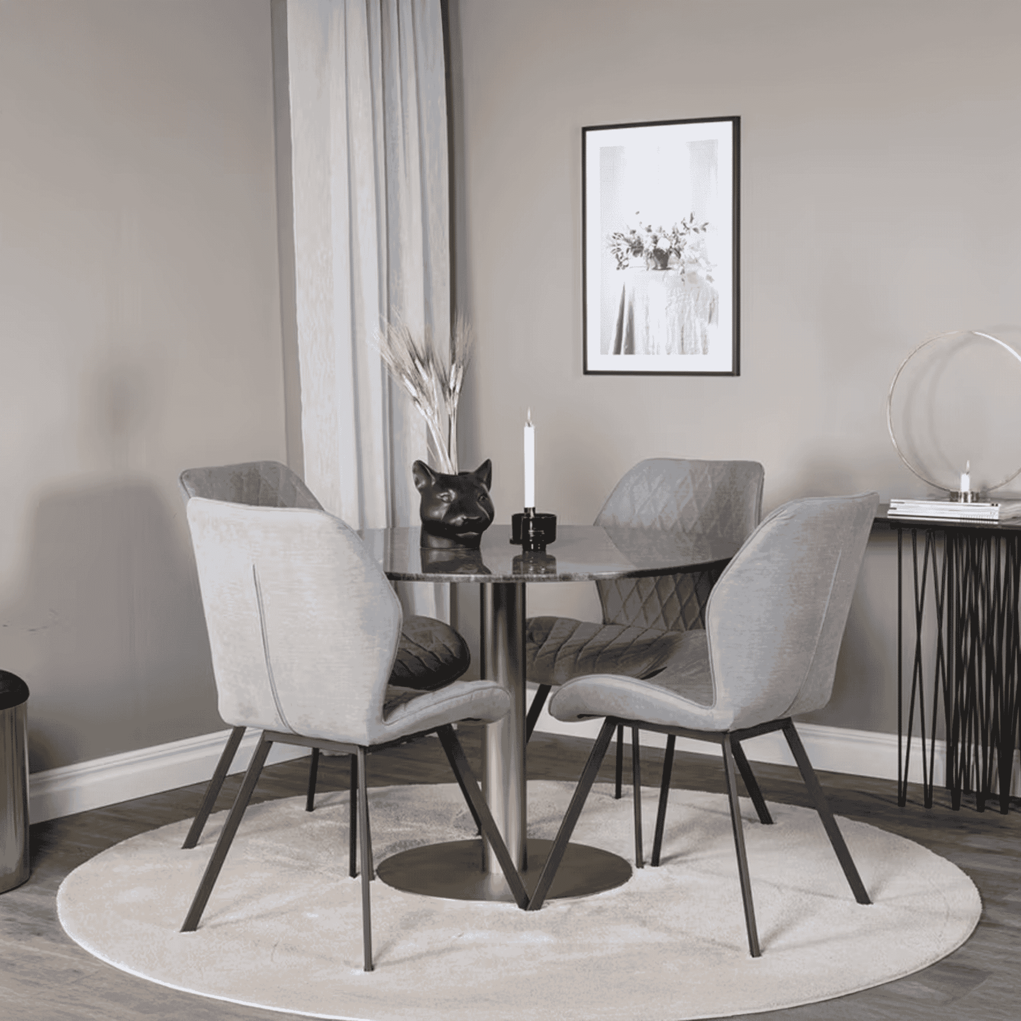 Nohr Ronde Eettafel 'Lenton' Marmer, 106cm, kleur Donkergrijs/Goud