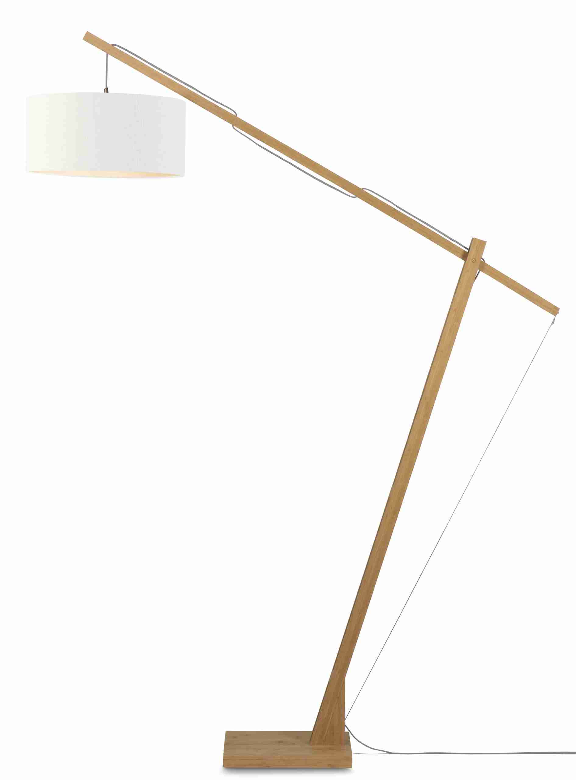 GOOD&MOJO Vloerlamp 'Montblanc' Bamboe en Eco linnen, 207cm, kleur Wit