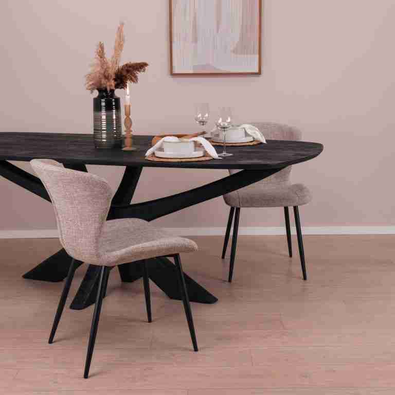 Sohome Deens Ovale Eettafel 'Mabel' Mangohout, 220 x 100cm, kleur Zwart