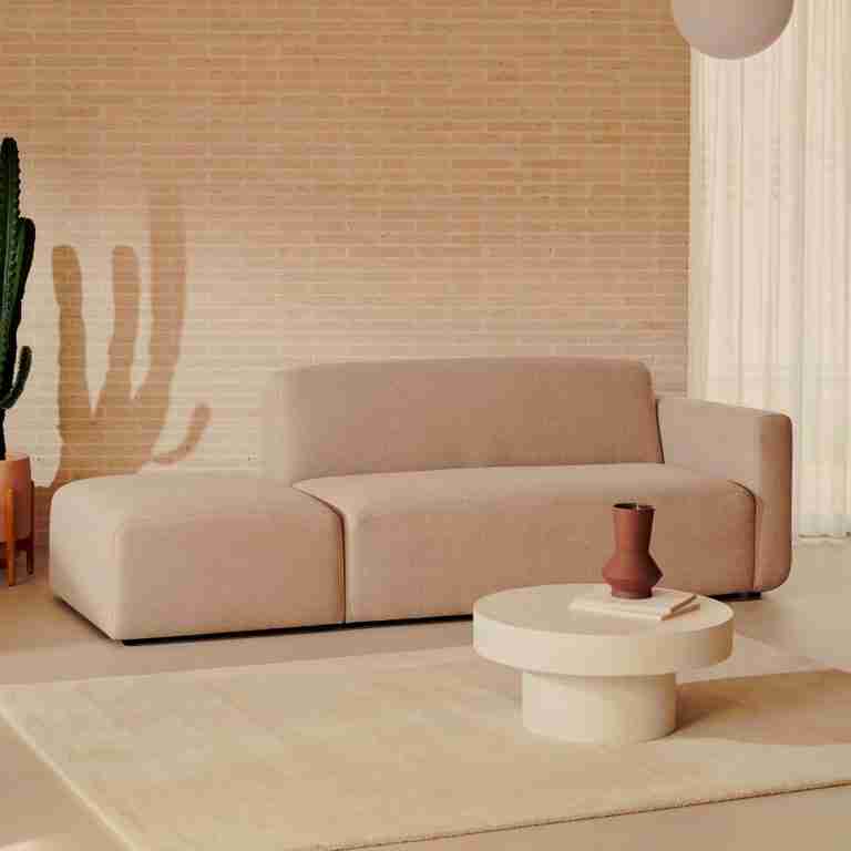 Kave Home 2-zits Bank 'Neom' Met eindpaneel, kleur Beige