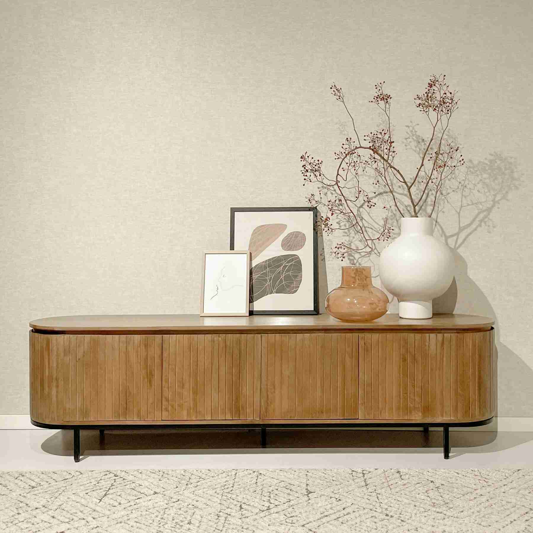 Livingfurn TV-meubel 'Noor' Mangohout, 210cm, kleur Naturel