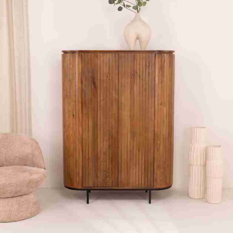 Livingfurn Opbergkast 'Noor' Mangohout, 150 x 115cm, kleur Naturel