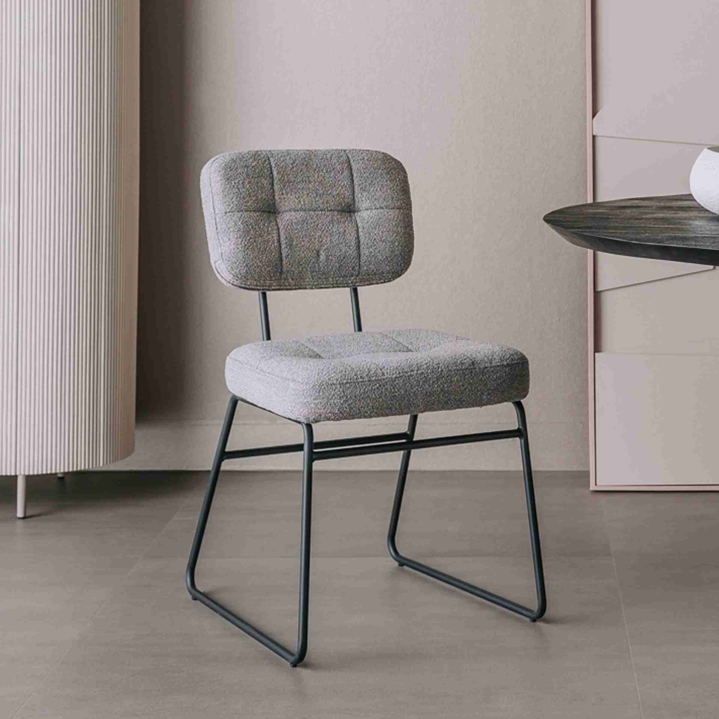 Tower Living Eetkamerstoel 'Padola' Bouclé, kleur Grijs