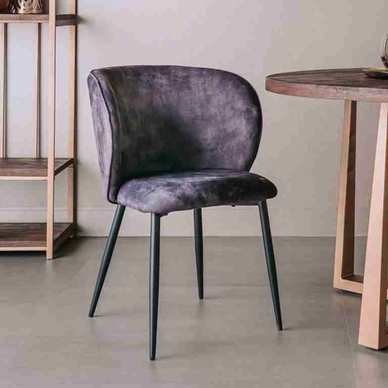 Tower Living Eetkamerstoel 'Perano' Velvet, kleur Donkergrijs