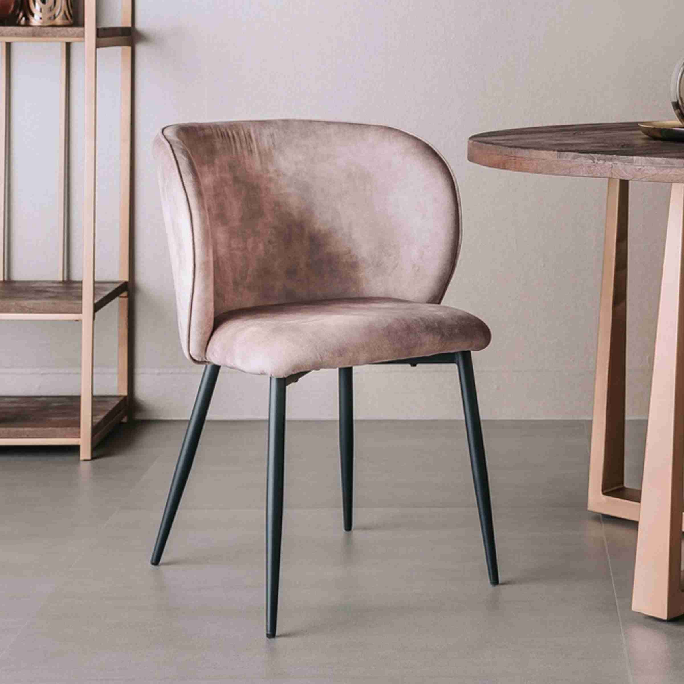 Tower Living Eetkamerstoel 'Perano' Velvet, kleur Zand