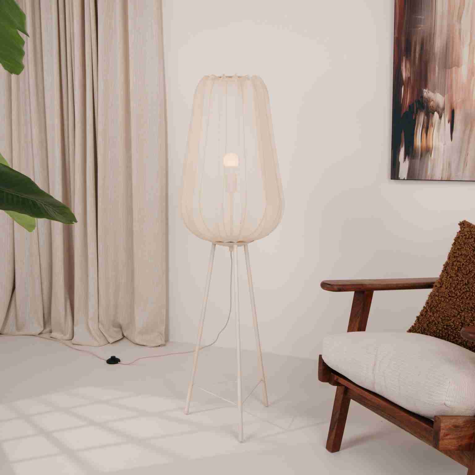 Light & Living Vloerlamp 'Plumeria' 132cm, kleur Zand