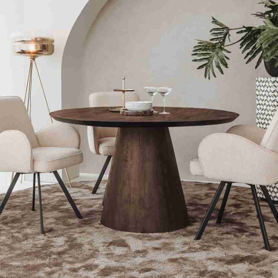 Tower Living Ronde Eettafel 'Premana' Mangohout, 150cm, kleur Bruin