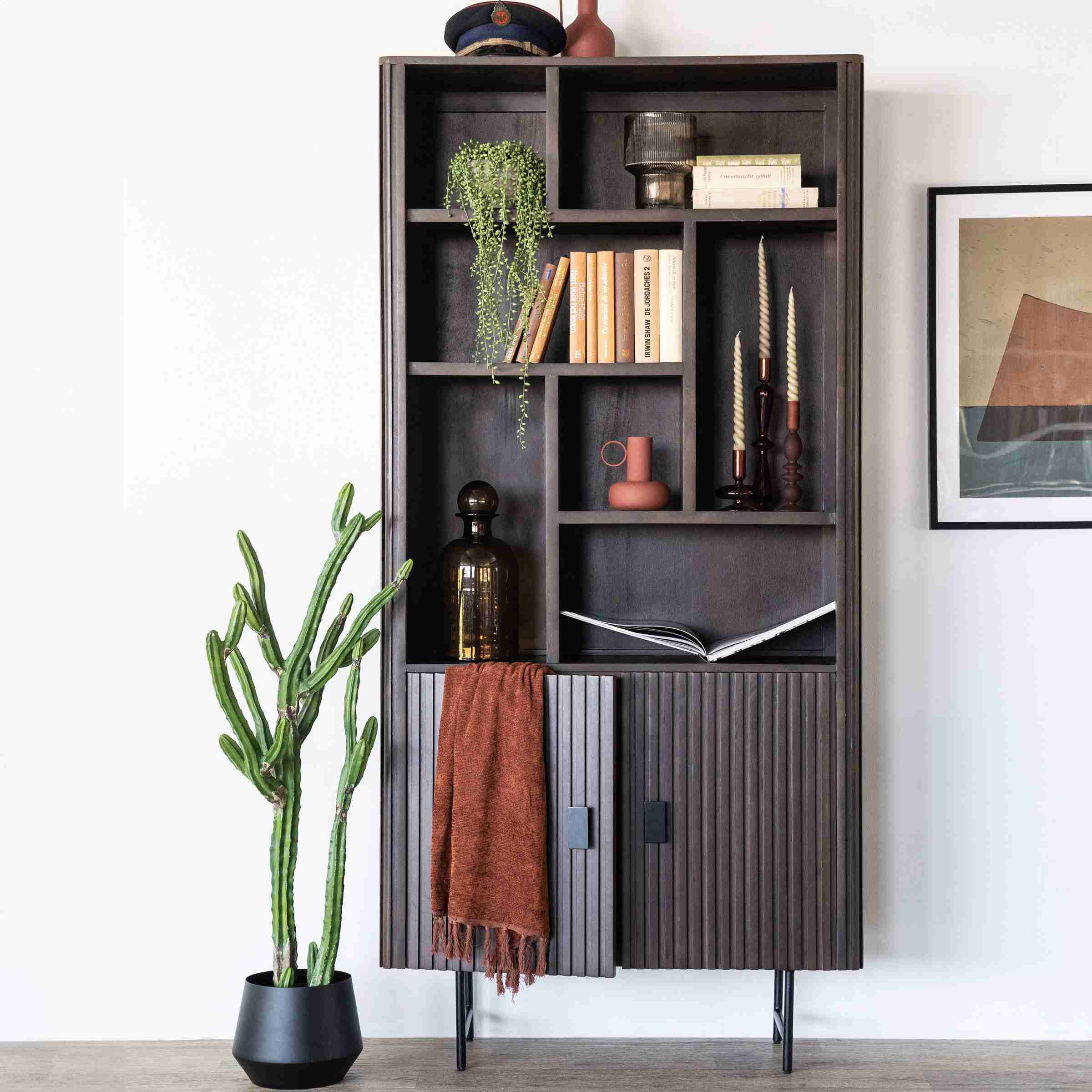 Eleonora Boekenkast 'Remi' Mangohout, 200 x 96cm, kleur Bruin