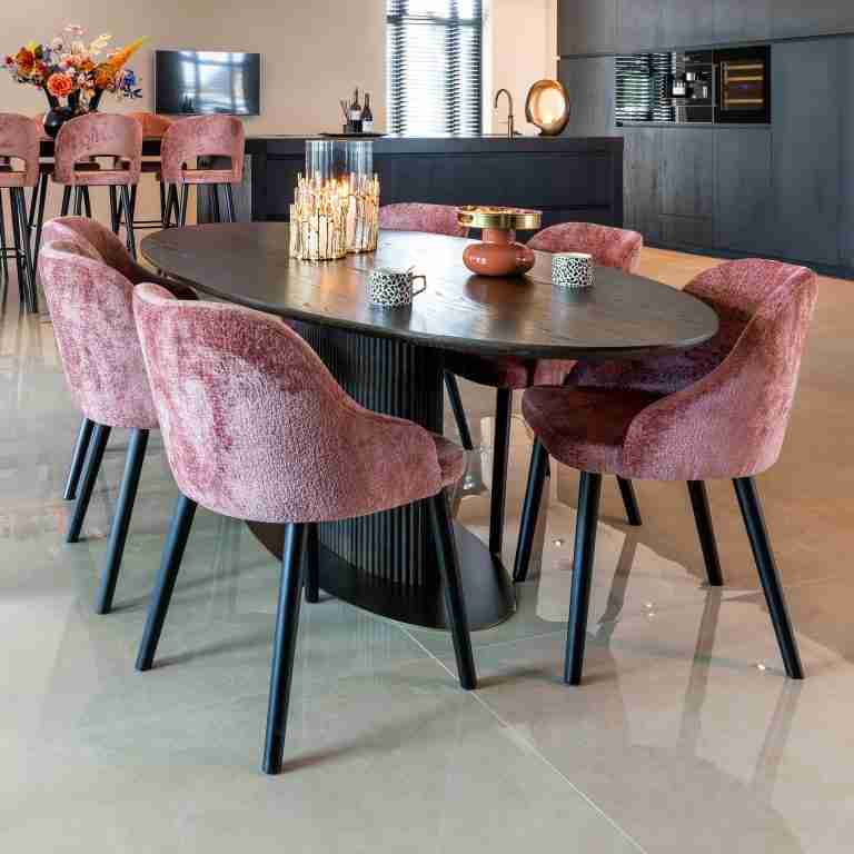 Richmond Ovale Eettafel 'Luxor' Eikenhout, 235 x 110cm, kleur donkerbruin