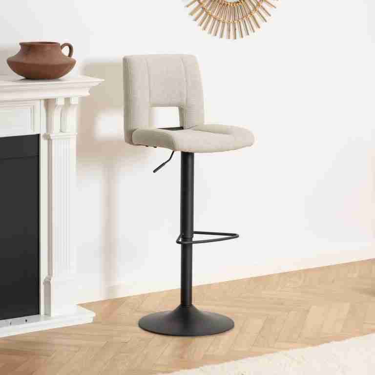 Bendt Verstelbare Barkruk 'Rut' kleur Beige (zithoogte 62-83cm)