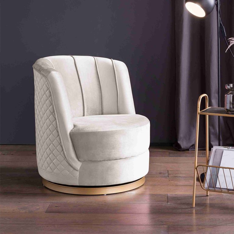 Artistiq Living Draaibare Fauteuil 'Meggie' Velvet, kleur beige