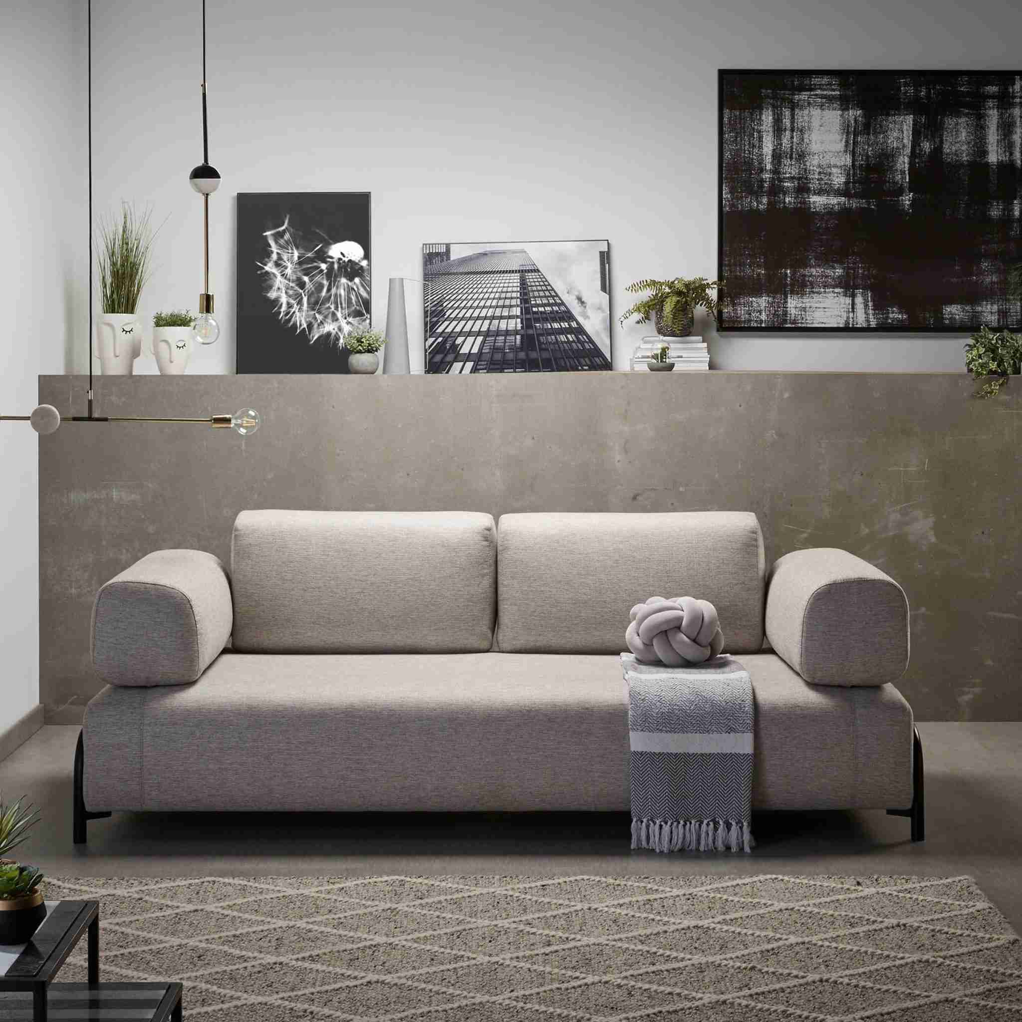 Kave Home 3-zits Bank 'Compo' Met Blad, kleur Beige