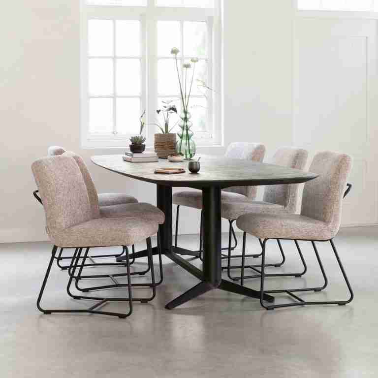 DTP Home Eettafel 'Soho' Deens ovaal, Betonlook, 260 x 110cm