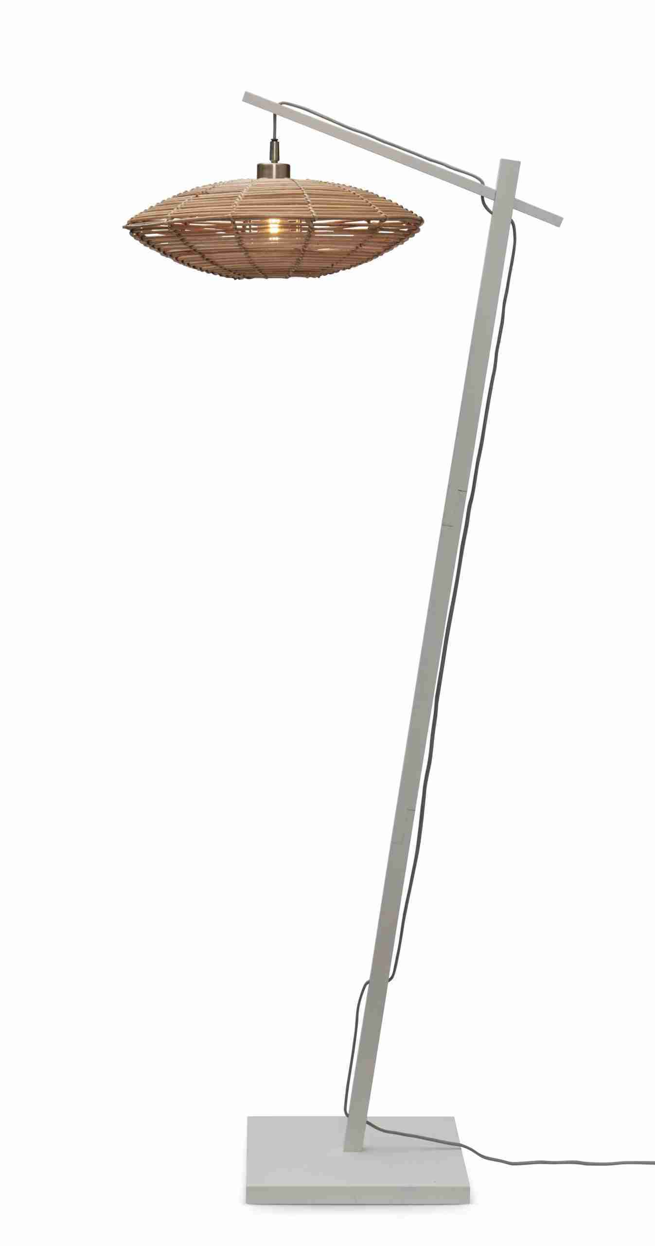 GOOD&MOJO Vloerlamp 'Tanami' Bamboe en rotan, 150cm, kleur Wit/Naturel