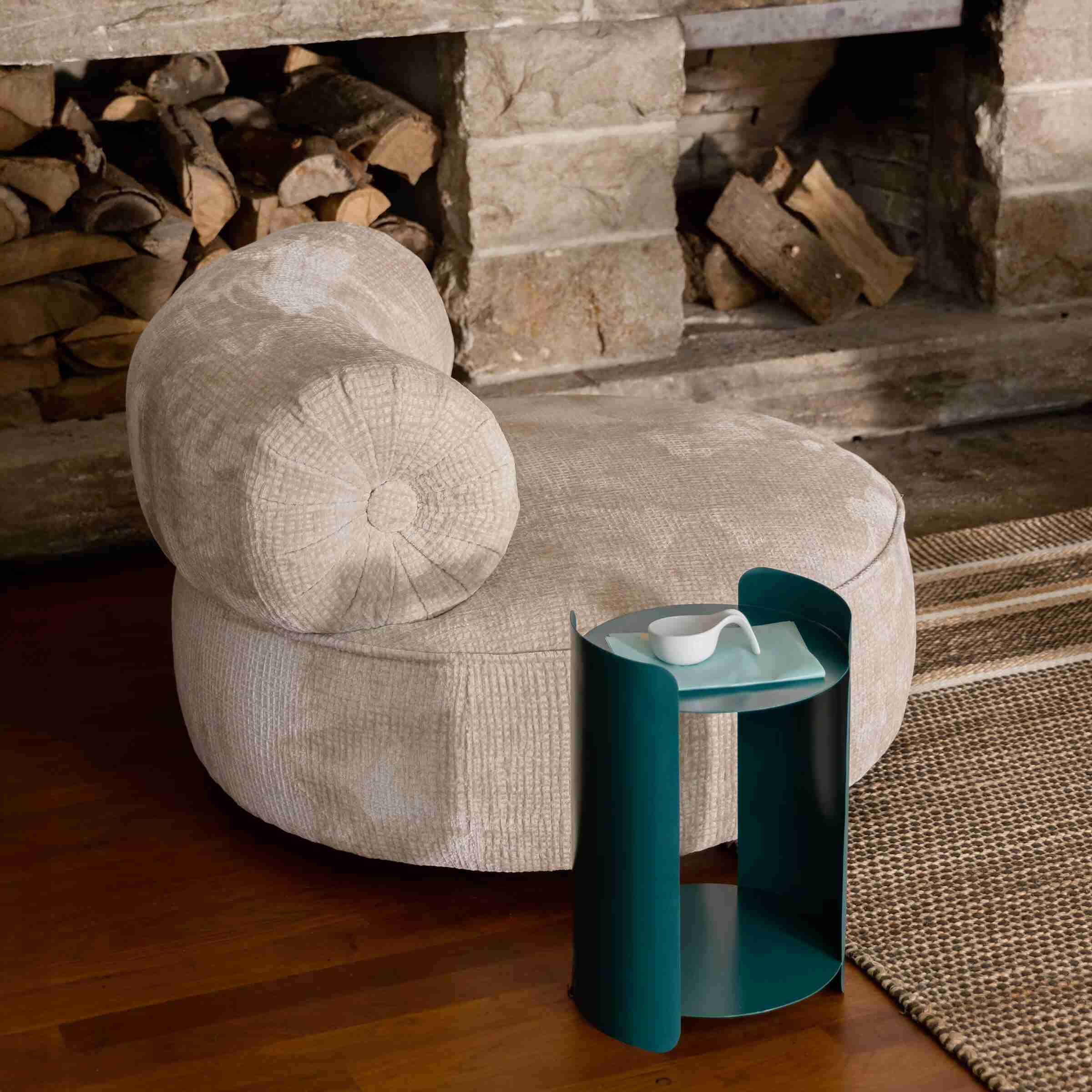 Dutchbone Fauteuil 'Tilbury' Chenille, kleur Naturel
