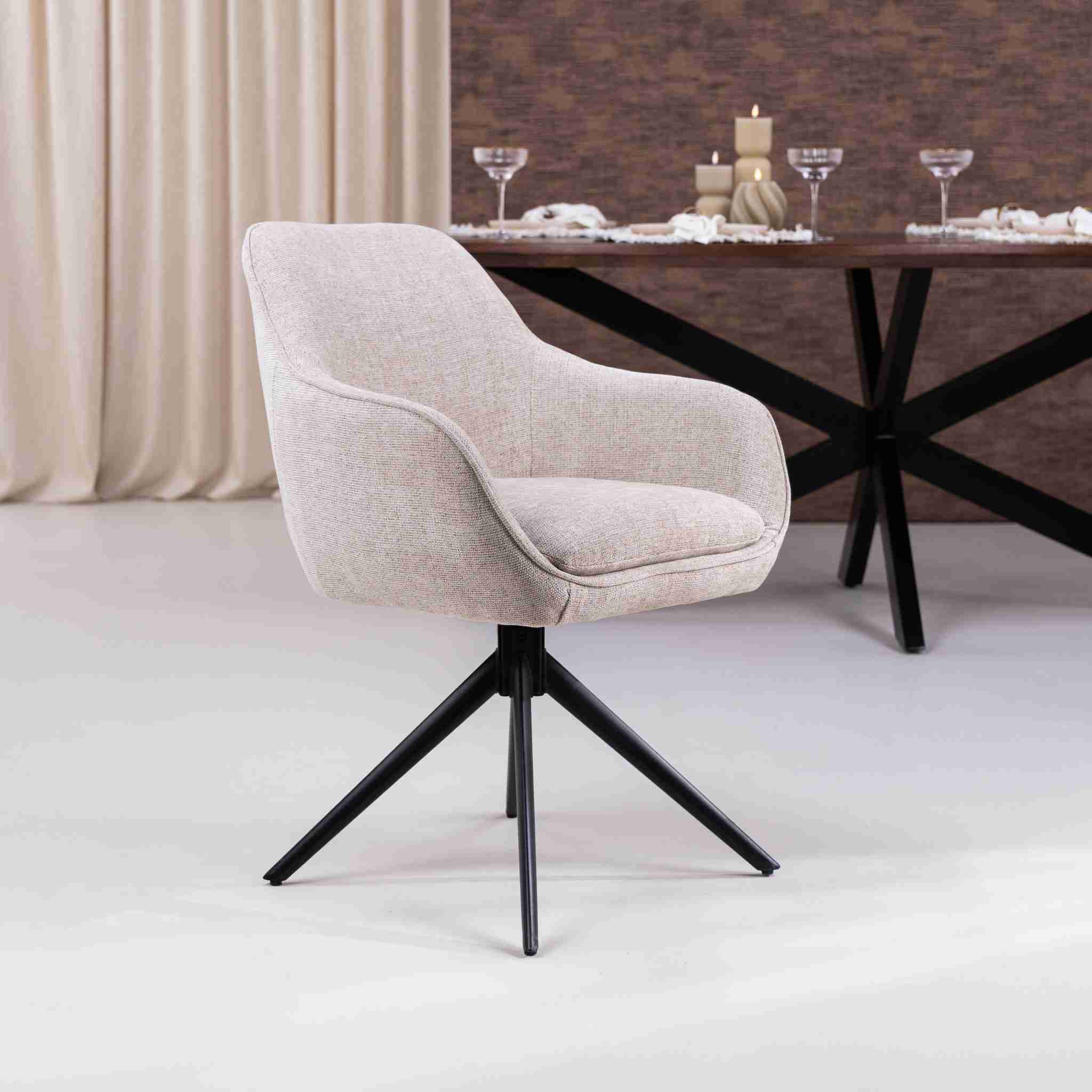 Sohome Draaibare Eetkamerstoel 'Toby' Stof met handgreep, kleur Beige