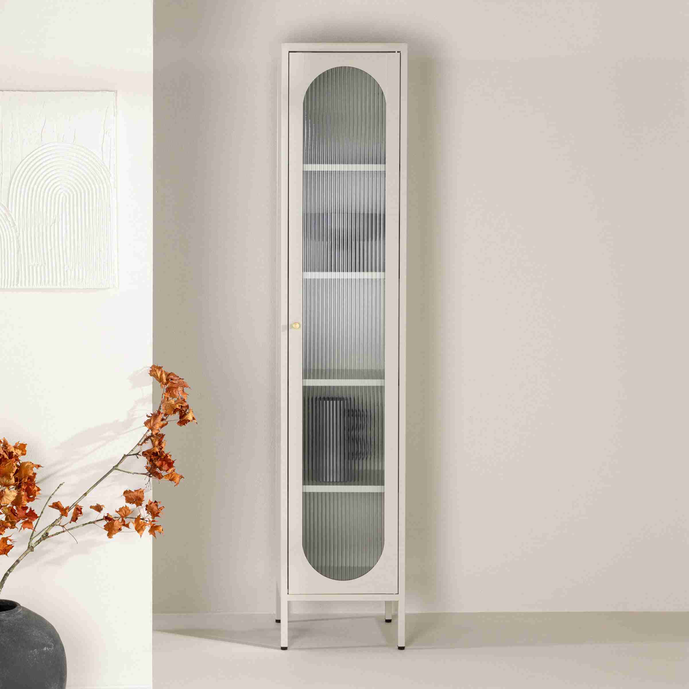 Nohr Vitrinekast 'Tilla' 180 x 37cm, kleur Beige