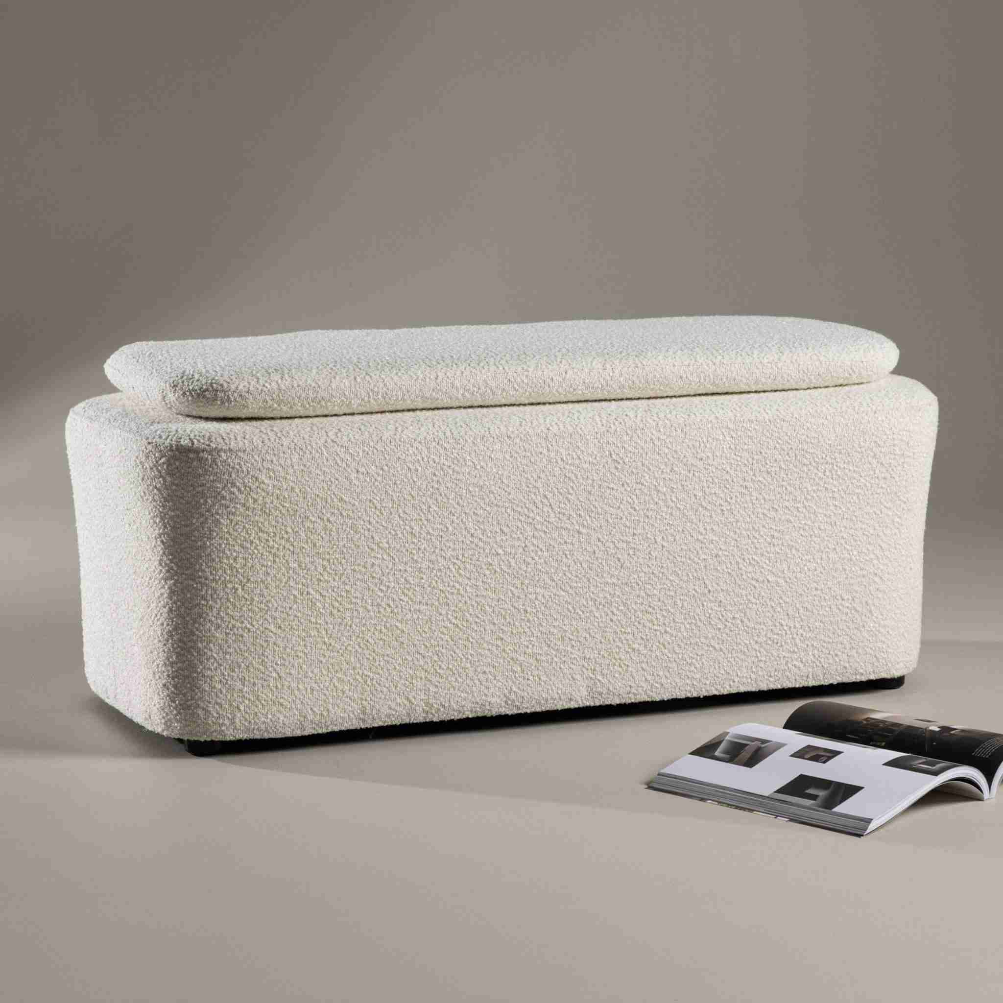 Nohr Poef 'Soledad' Bouclé, kleur Off White