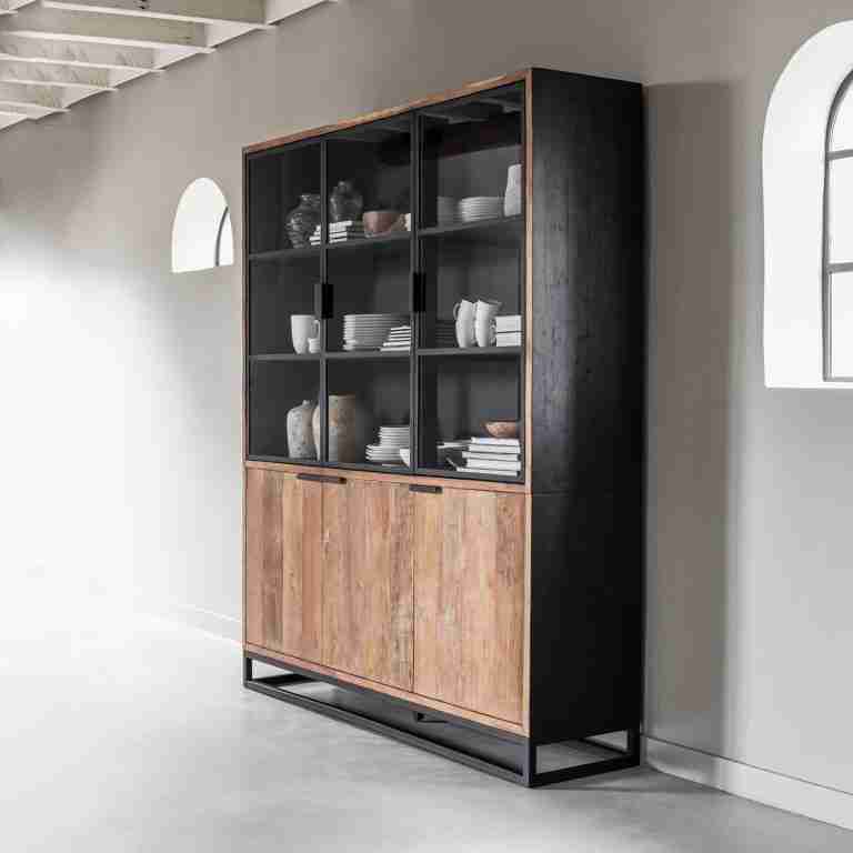 DTP Home Vitrinekast 'Cosmo' Teakhout, 215 x 180cm