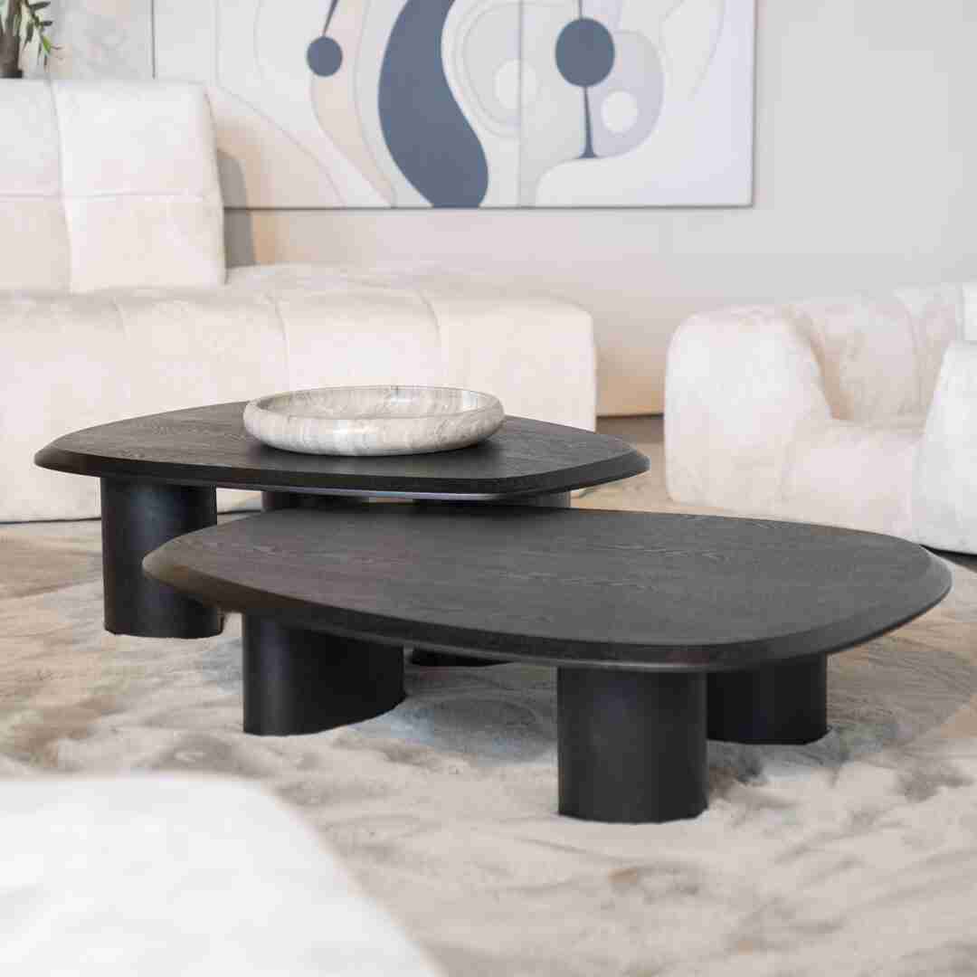 Eleonora Organische Salontafel 'Walter' Eiken, 96 x 78cm, kleur Zwart (per stuk)