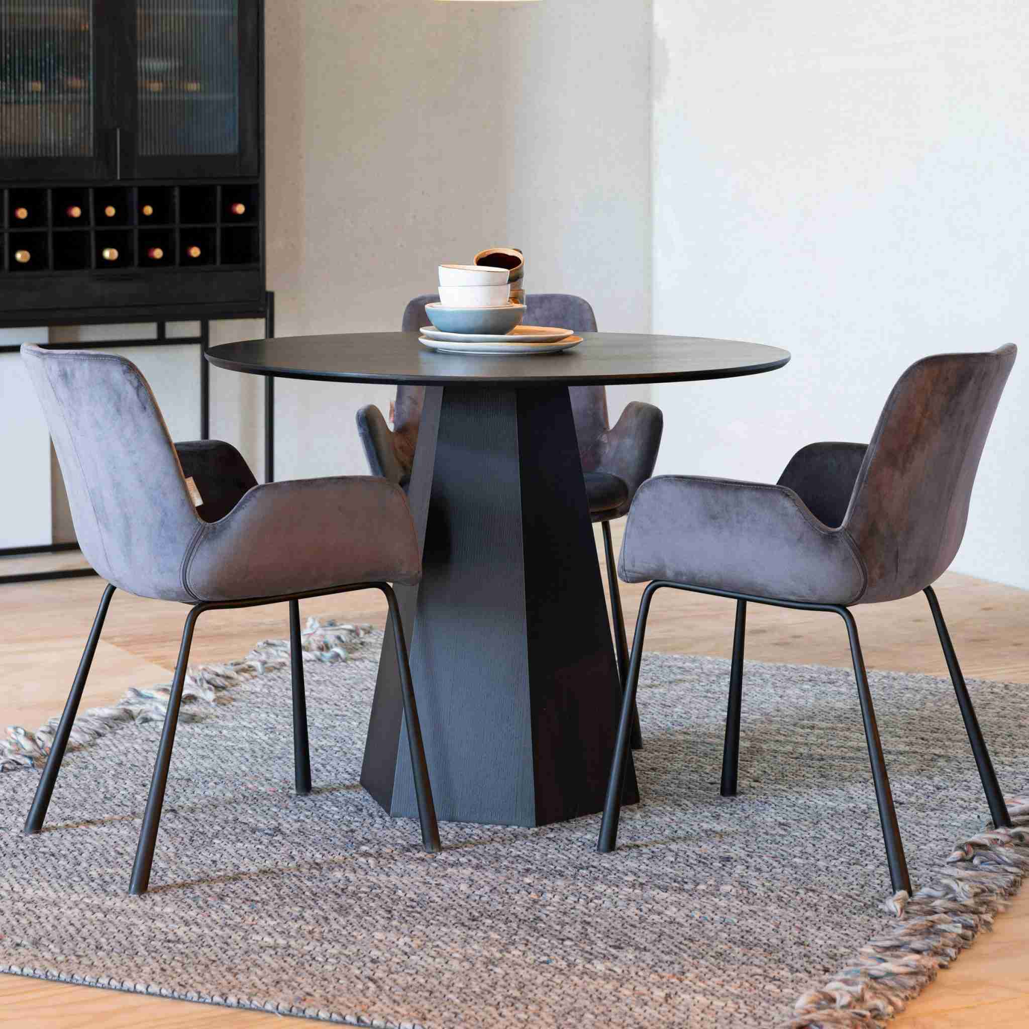 Zuiver Ronde Eettafel 'Pilar' Essenhout, 100cm, kleur Zwart