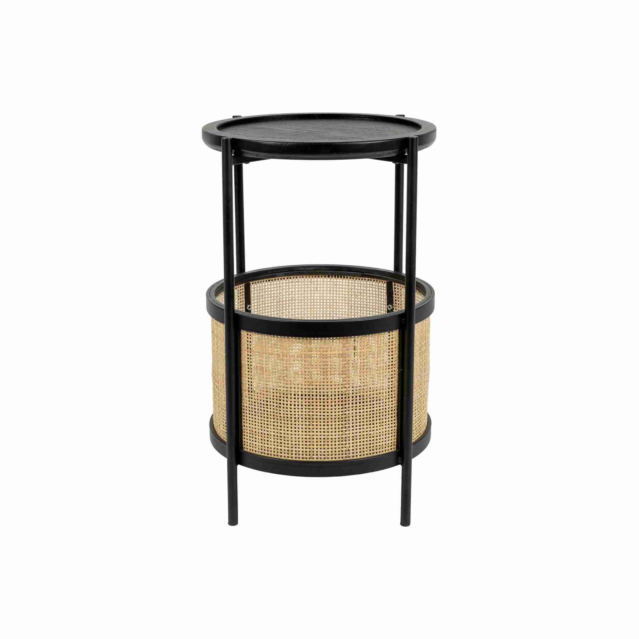 ZILT Ronde Bijzettafel 'Maddie' Rotan, kleur Zwart