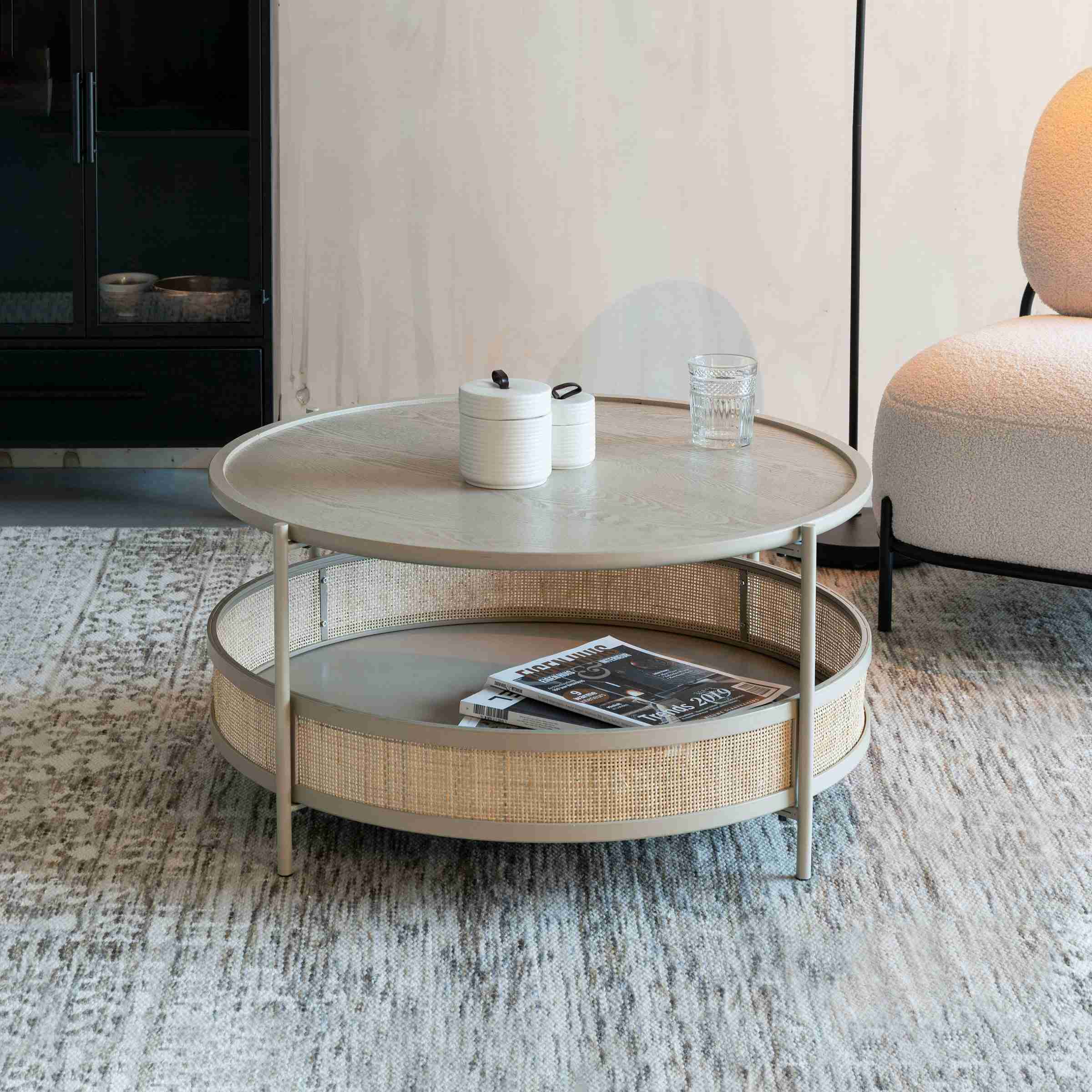 ZILT Ronde Salontafel 'Maddie' Rotan, kleur Zand