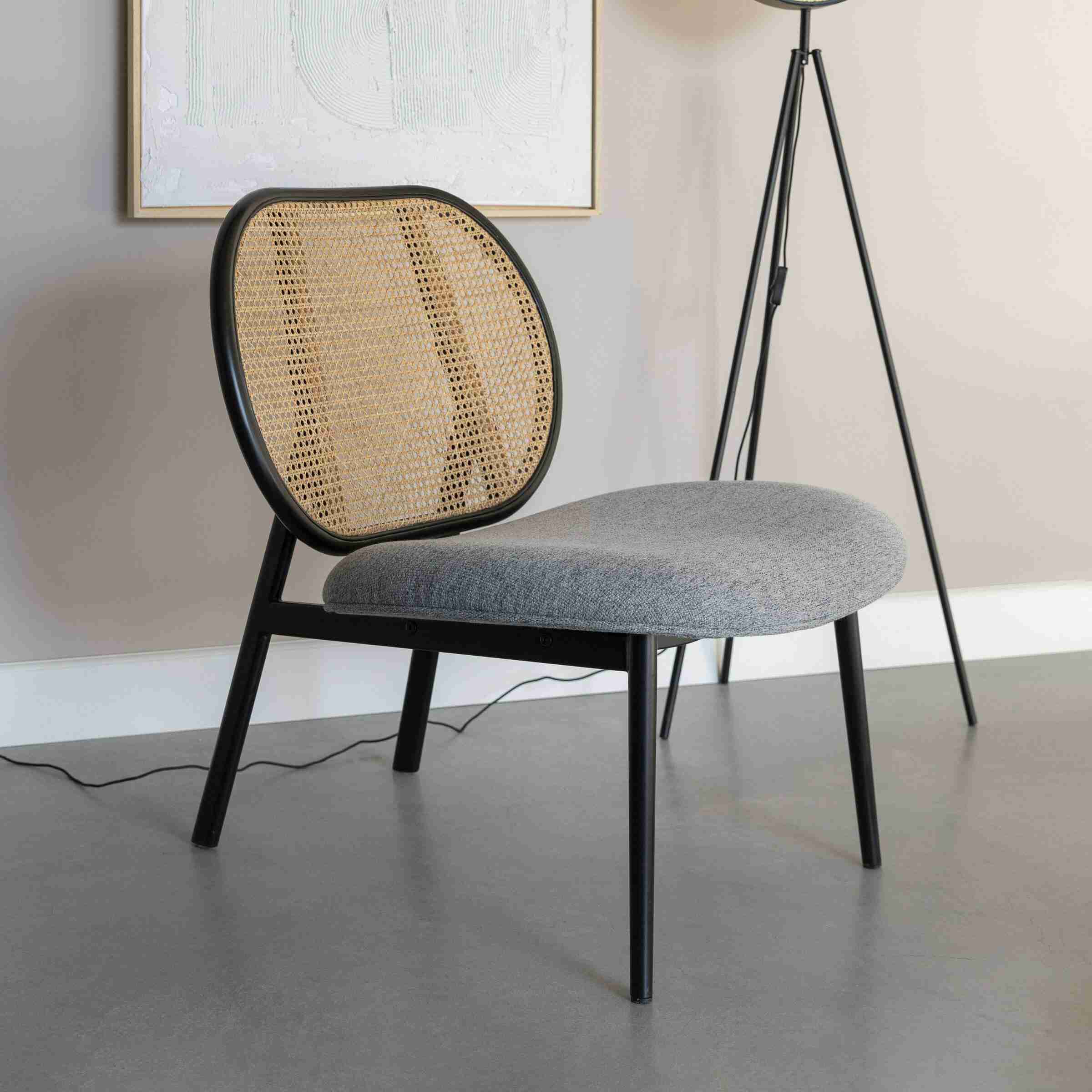 Zuiver Fauteuil 'Spike' Rotan en stof