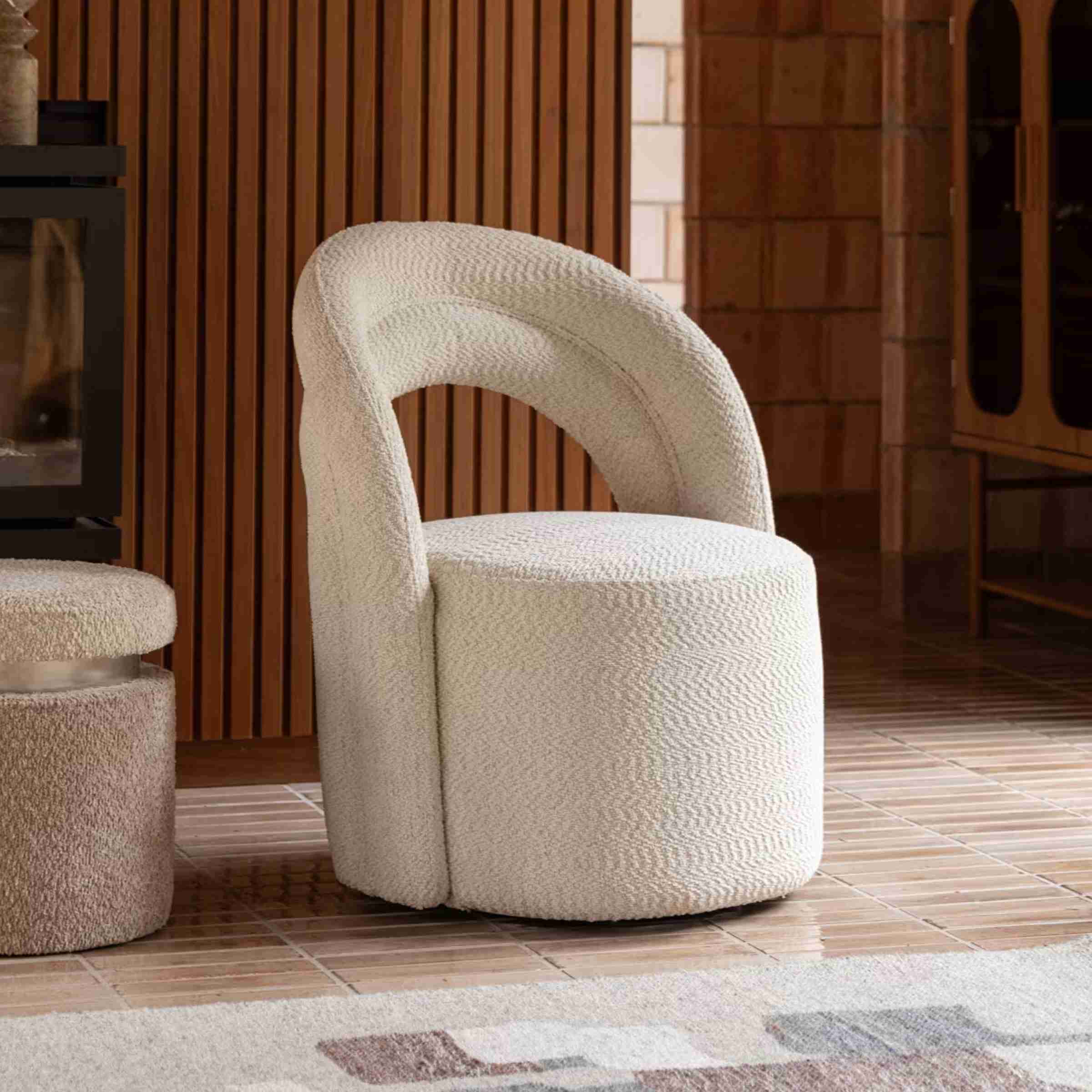 Dutchbone Draaifauteuil 'Seina' Bouclé, kleur Beige