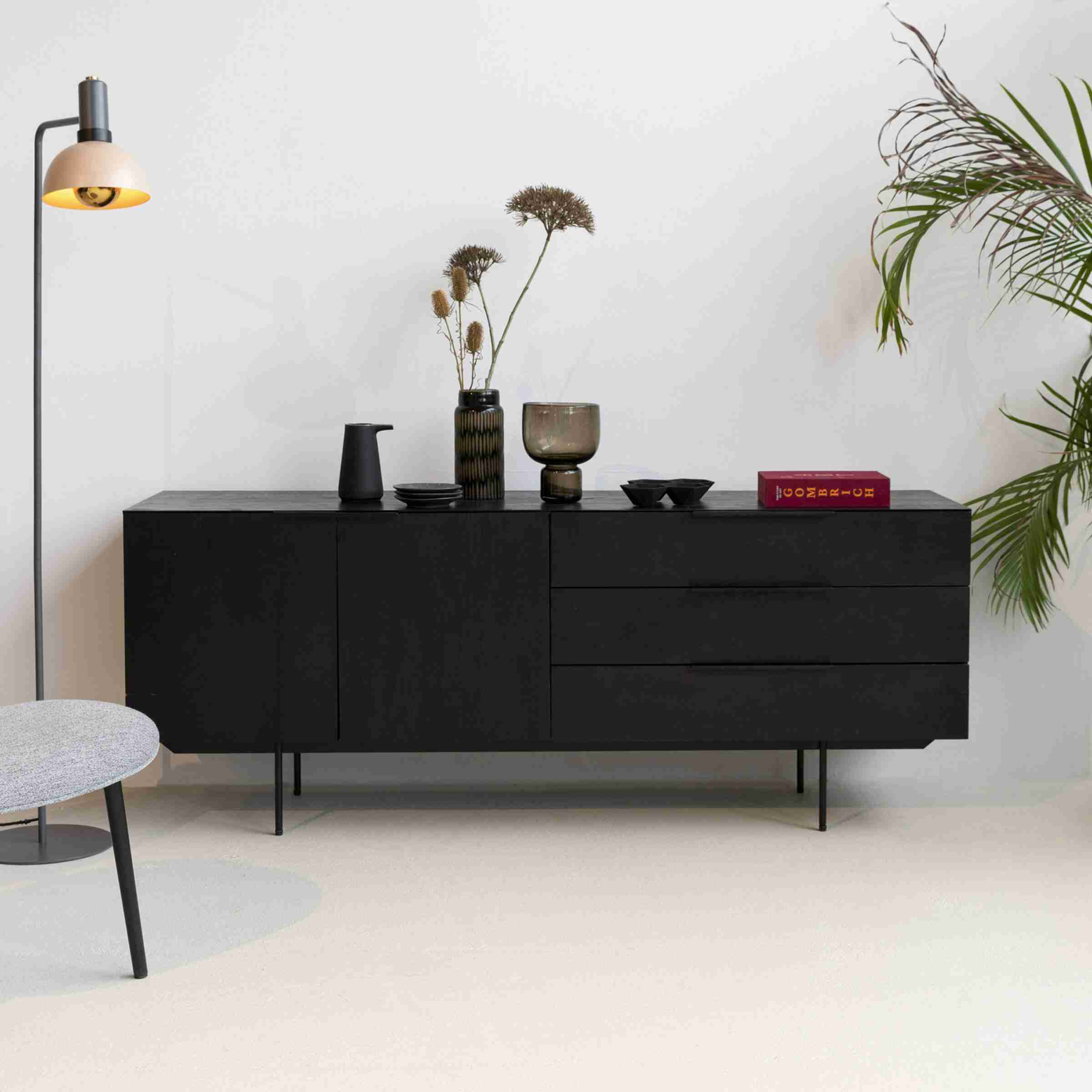 Zuiver TV-meubel 'Travis' Eikenhout, 180cm, kleur Zwart