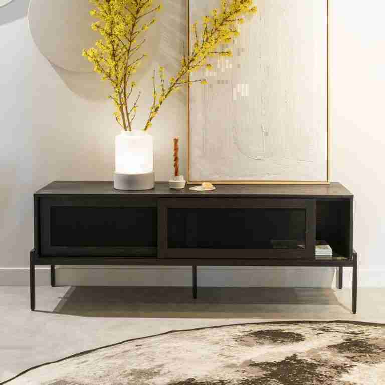 Zuiver TV-meubel 'Hardy' Eikenhout, 160cm, kleur Zwart
